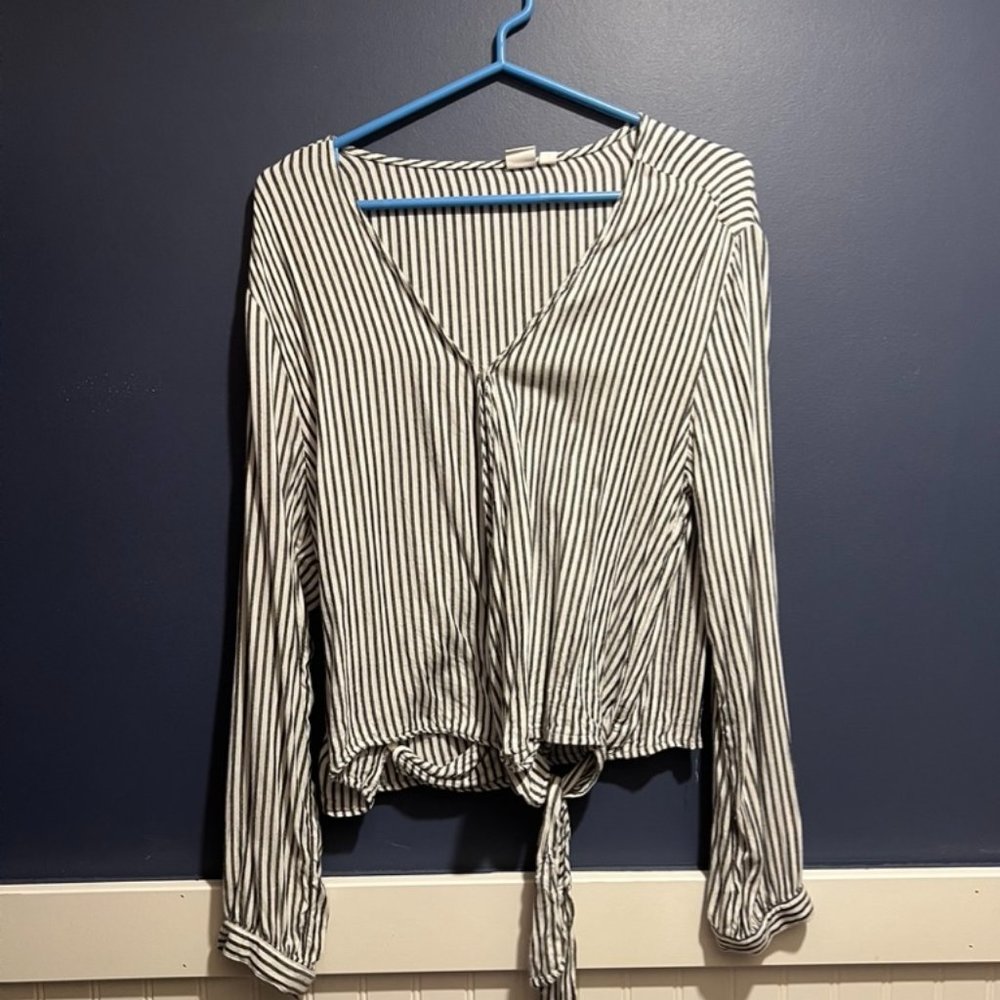 Striped Tie Front Top